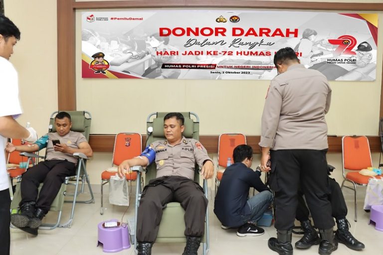 Rangkaian HUT ke -72 Humas Polri, Polres Bontang Gelar Bakti Sosial Donor Darah
