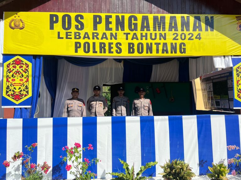 Pastikan Kamtibmas aman di hari ke 5 Lebaran, Personil Polres Bontang Laksanakan Pengamanan di Pos Pam Tanah Datar