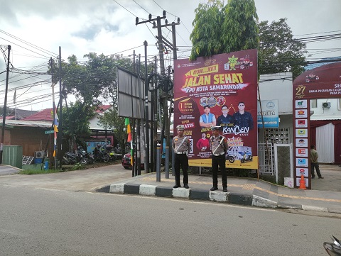 Ciptakan Situasi Aman, Personil Subsatgas Ops Mantap Praja Mahakam Patroli di Sekitar Kantor KPU Samarinda