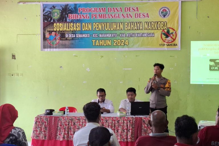 Tingkatkan Kesadaran Remaja, Bhabinkamtibmas Polsek Marangkayu gelar Penyuluhan Bahaya Narkoba di Desa Semangko