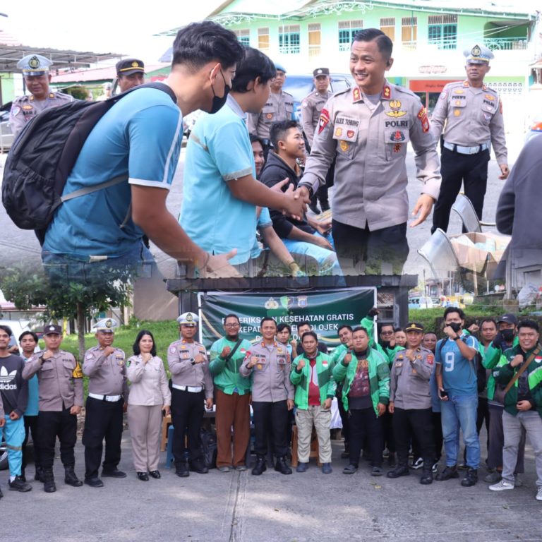 Polri Hadir Untuk Ojol : Bhakti Kesehatan Sambut Hari Bhayangkara ke – 79