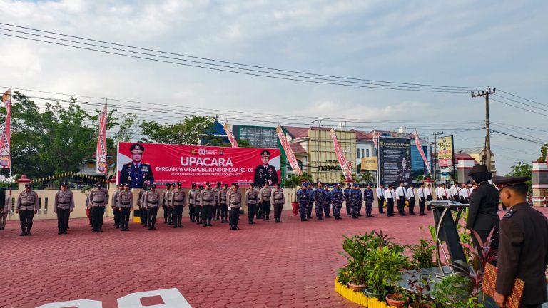 Polres Bontang Gelar Upacara Peringatan HUT ke-80 RI, Dipimpin Waka Polres