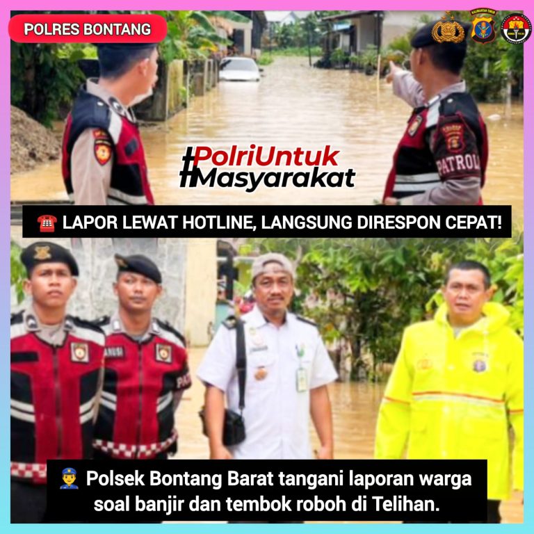 Respons Cepat Polres Bontang Tindaklanjuti Laporan Hotline Warga Terkait Banjir di Telihan