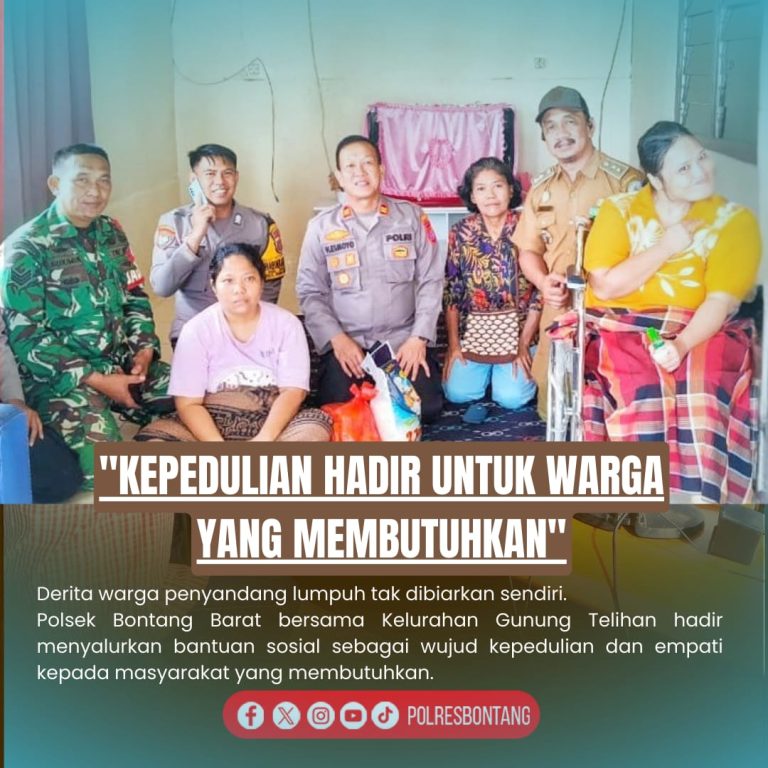 Derita Warga Penyandang Lumpuh Terbantu, Polsek dan Kelurahan Bontang Barat Salurkan Bansos