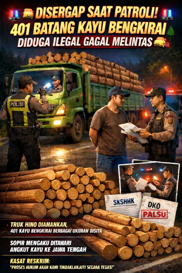 Ungkap Pengangkutan Ilegal, 401 Batang Kayu Bengkirai Diamankan