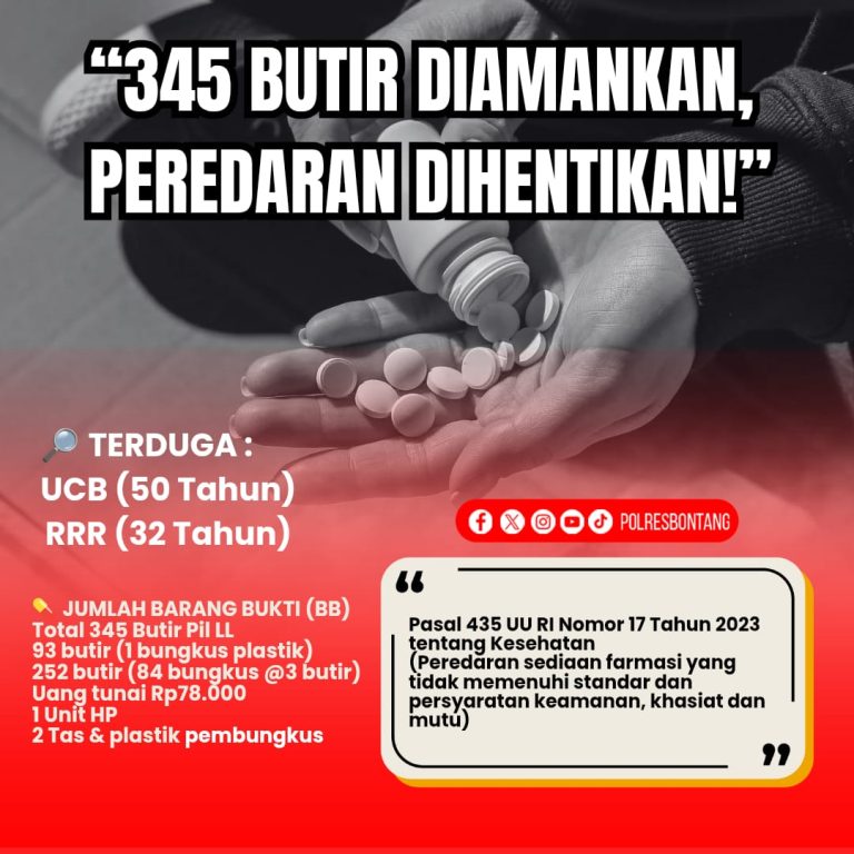 Ungkap Peredaran Pil LL di Guntung, Dua Pria Terduga Diamankan
