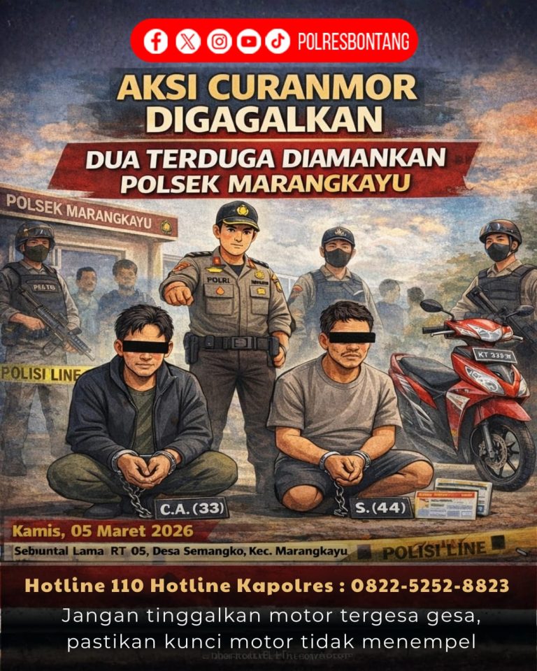Aksi Curanmor Digagalkan, Dua Pelaku Diamankan Polsek Marangkayu
