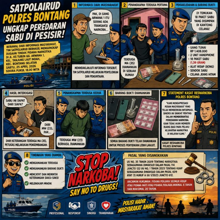 Satpolairud Polres Bontang Ungkap Peredaran Sabu di Pesisir, Dua Terduga Diamankan