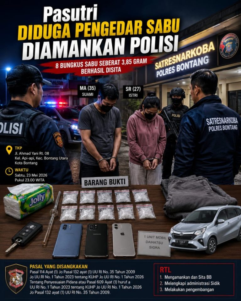 Pasutri Diduga Pengedar Sabu Diamankan Polisi di Tempat Hiburan