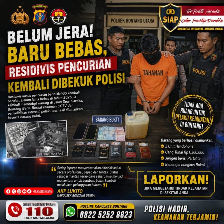 Belum Jera! Baru Bebas, Residivis Pencurian Kembali Dibekuk Polisi