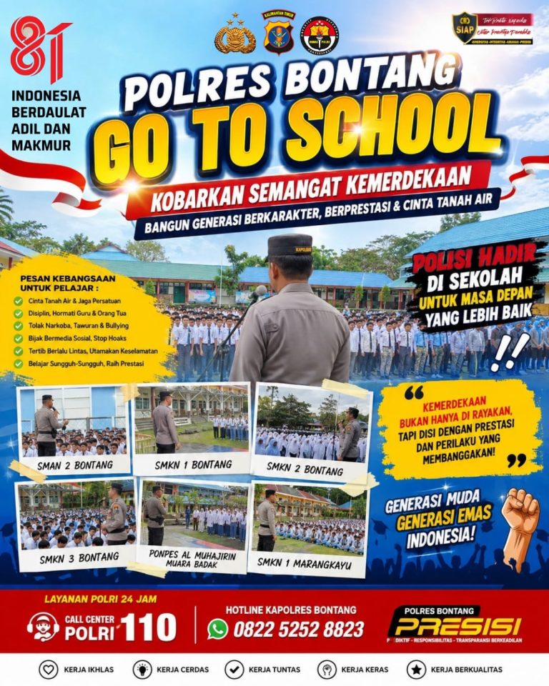 Polres Bontang Go to School, Kobarkan Semangat Kemerdekaan Dan Bentuk Generasi Berkarakter