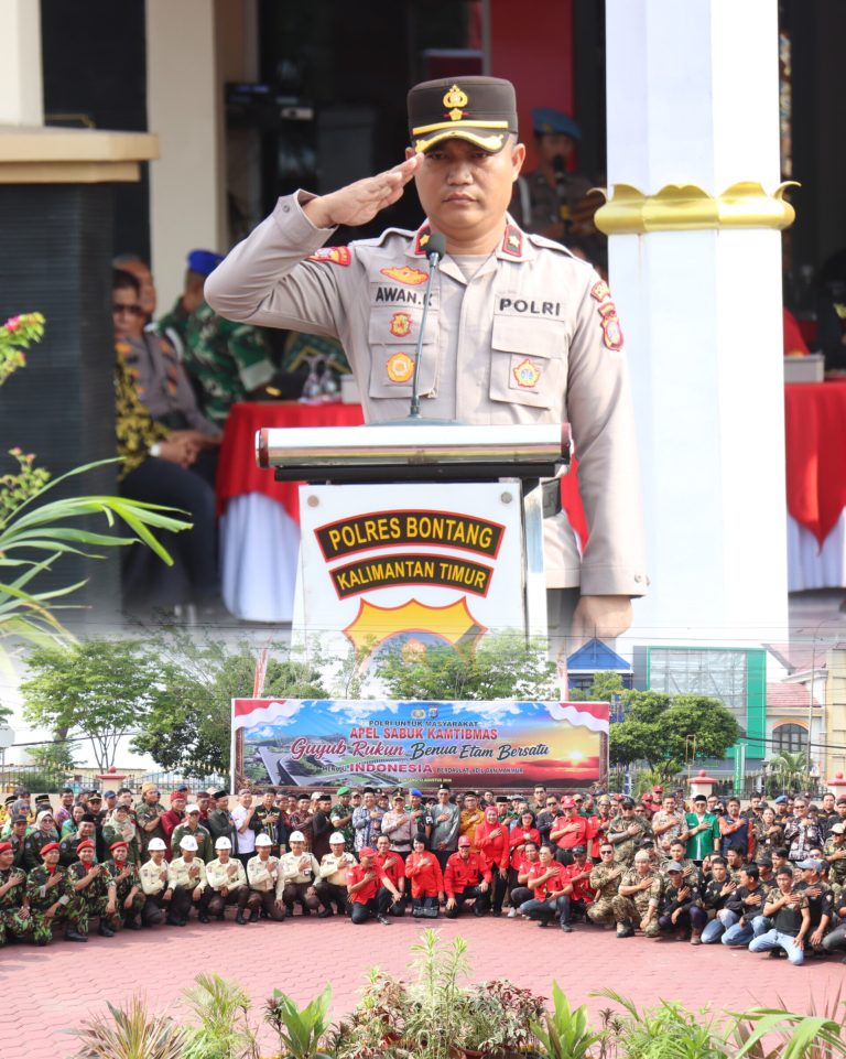 Komitmen bersama jaga Kamtibmas : Polres Bontang Gelar Apel Sabuk Kamtibmas 2026 Libatkan Ormas, Ojek Online Hingga Sat Kamling
