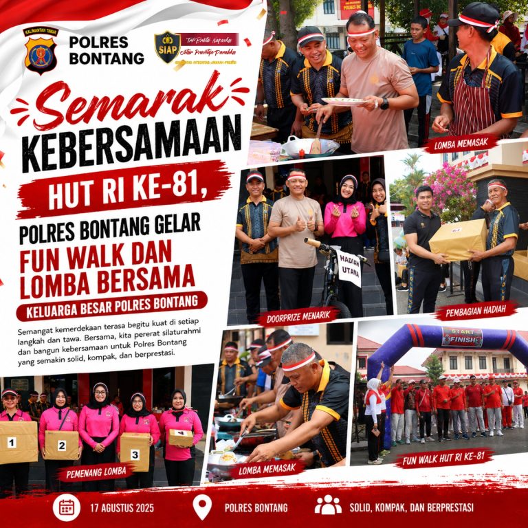 Semarak Kebersamaan HUT RI ke-81, Polres Bontang Gelar Fun Walk dan Lomba Bersama Keluarga Besar Polres Bontang