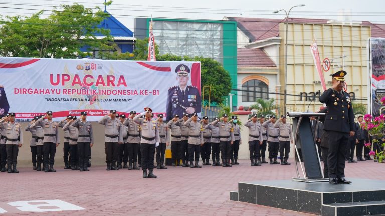 Waka Polres Bontang Pimpin Upacara Bendera HUT RI Ke-81, Tegaskan Semangat “Indonesia Berdaulat Adil dan Makmur
